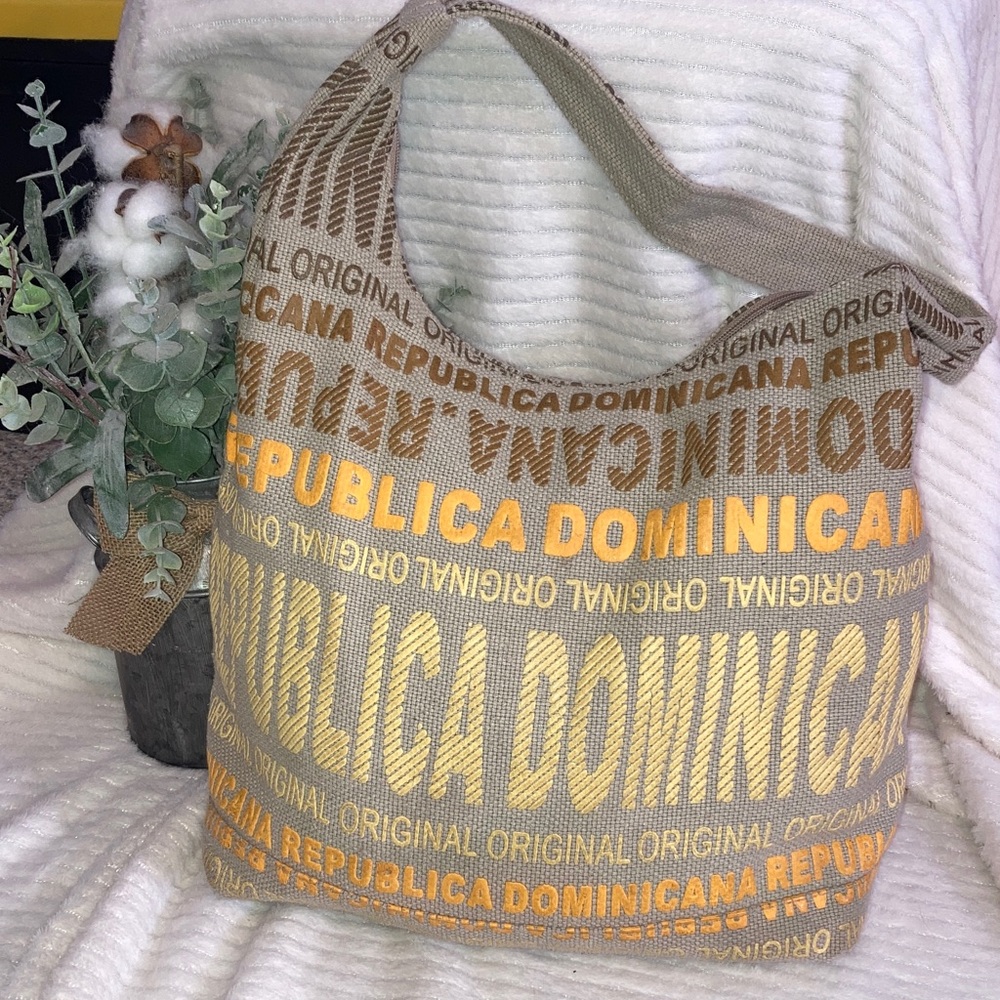 Dominican Republic Themed Tan and Yellow Tote Bag